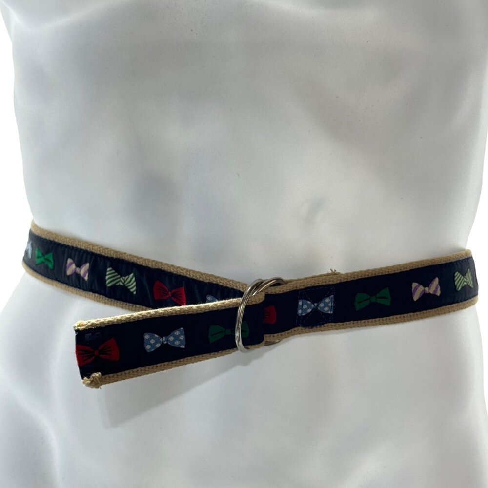 MOONSHINE Men's Belt Casual Woven Cloth D-Ring Bow Tie Print Size XL